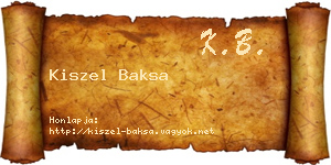 Kiszel Baksa névjegykártya